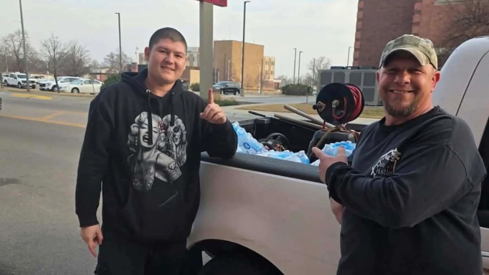 Chad Hall and Thomas Barnes both volunteered to help neighbors threatened by the Cottonwood Fire in Nebraska, which drew firefighters from out of state.
