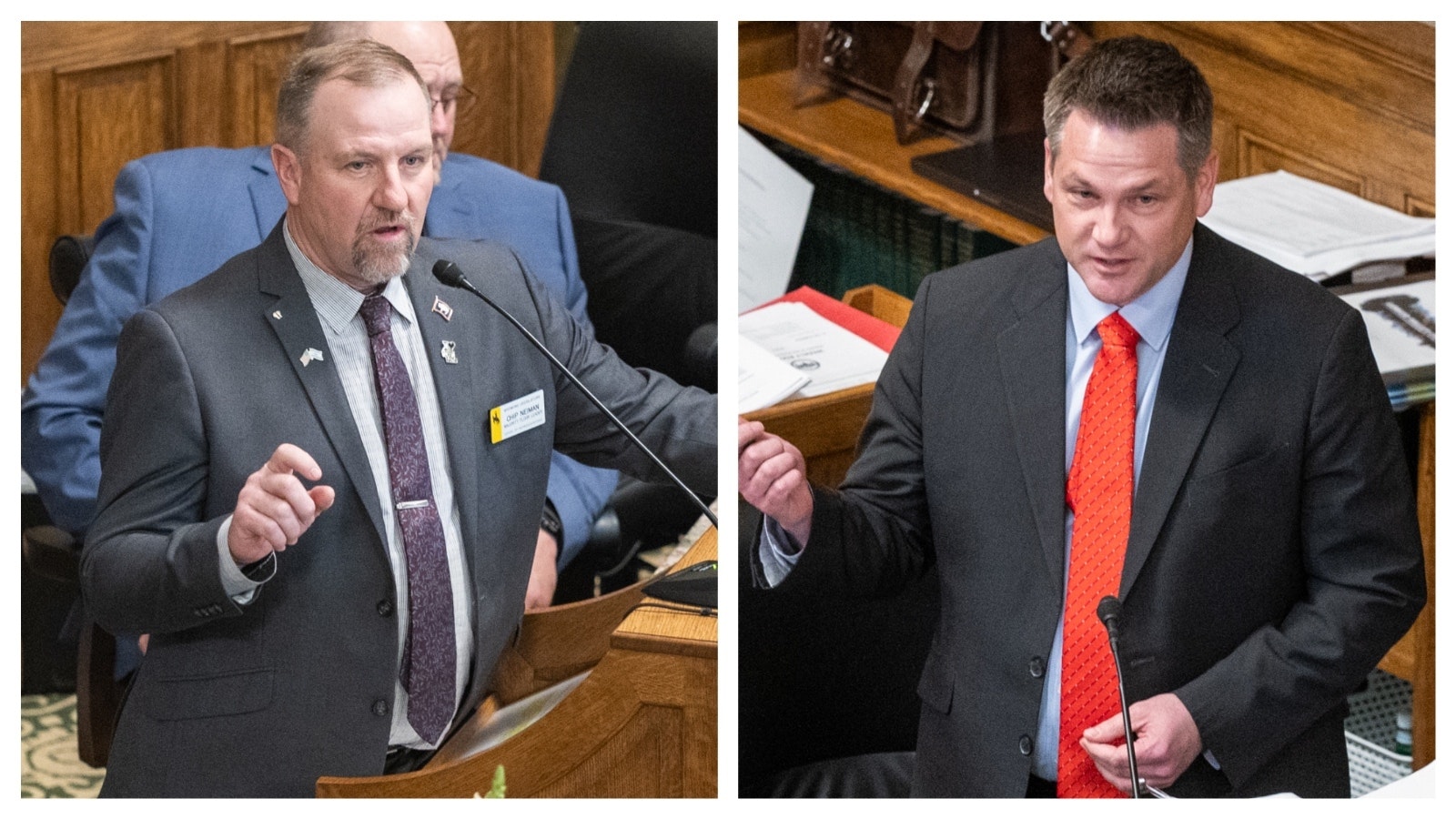 Wyoming House Speaker-elect Chip Neiman, R-Hulett, left, and Senate President-elect Bo Biteman, R-Ranchester.