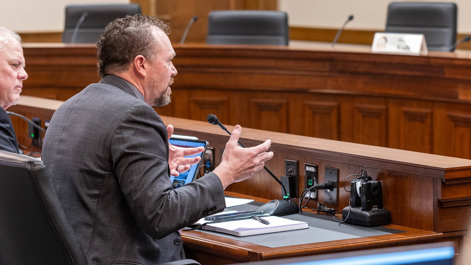 Nephi Cole with the National Shooting Sports Foundation testifies at the Senate Agriculture Committee Meeting on Feb. 19, 2024.
