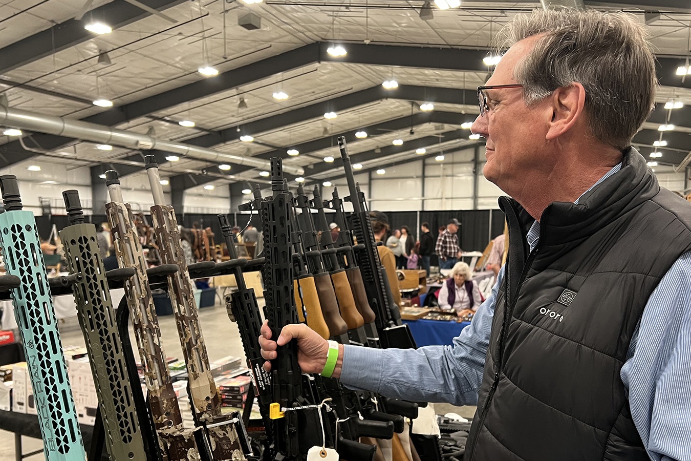 Dean Brantly of Georgia checks out his “dream gun,” a Daniel Defense AR-10 chambered in 7.62 x 51 mm NATO at the New Frontier Gun Show and Western Collectibles Show in Cheyenne in this file photo.