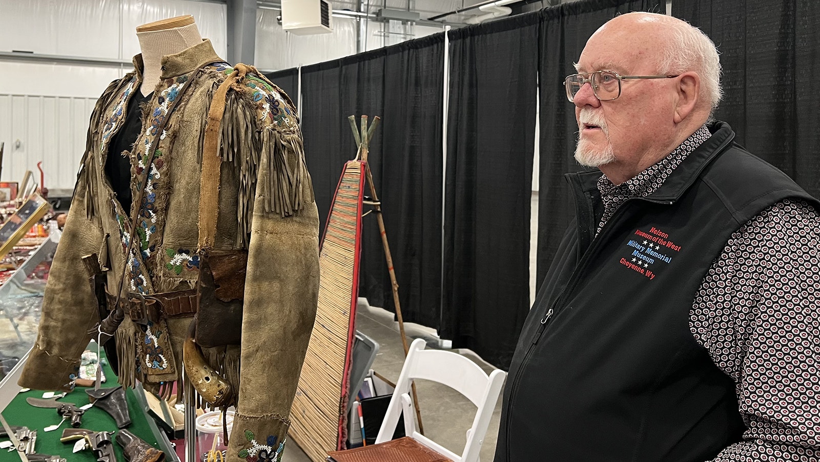Bob Nelson of Cheyenne was asking $3,000 for this authentic 19th century buckskin Indian scout’s jacket at the New Frontier Gun Show and Western Collectibles Show in Cheyenne.