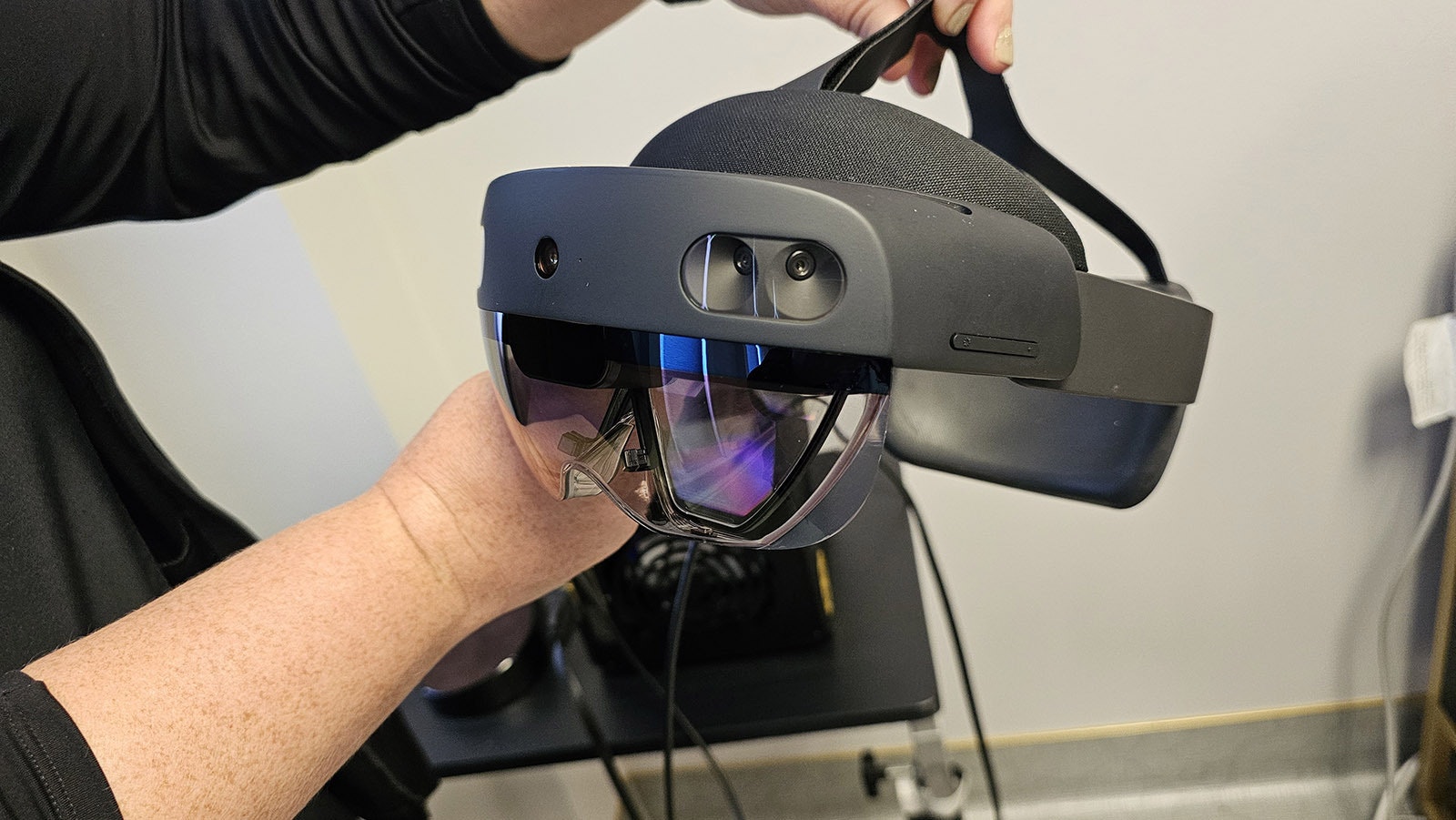 This virtual reality headset allows Dr. Joseph McGinley to project ultrasound images wherever he wants them, a la Star Trek. It's one of many patented inventions that the clinic owns.