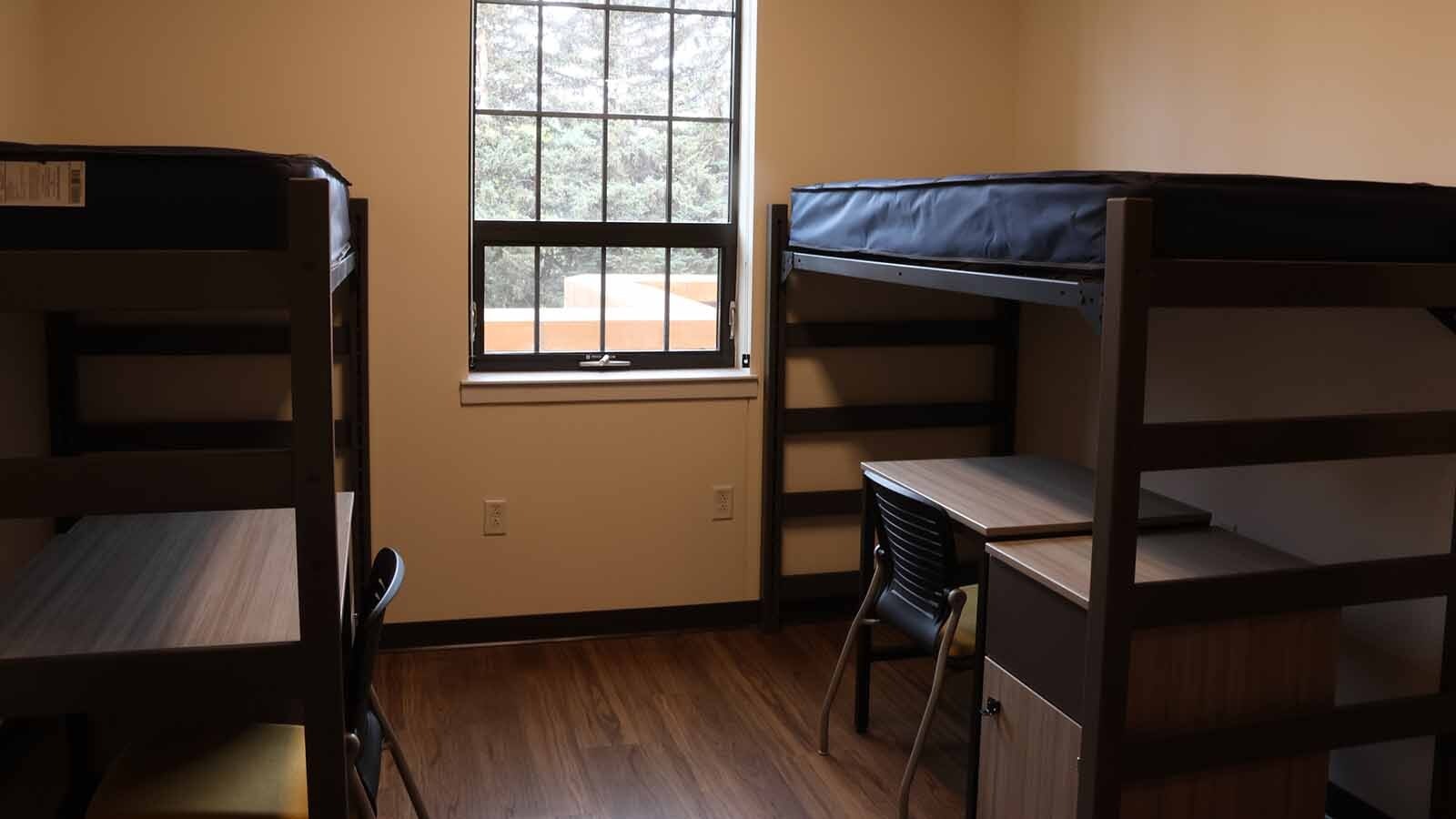 A double-room setup in the the new North Hall. A toilet and shower was off to the side.