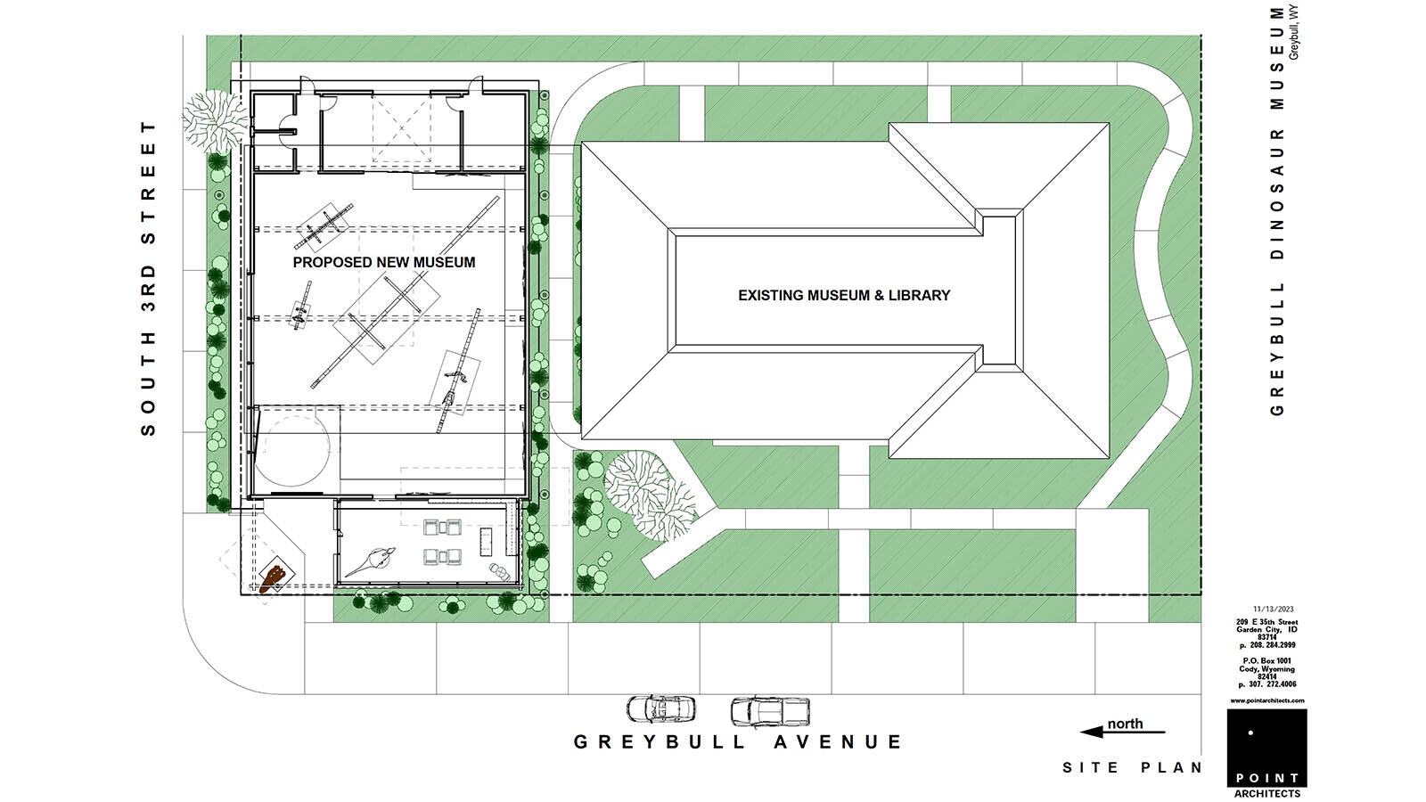 Location and layout of a planned new dinosaur museum in Greybull.