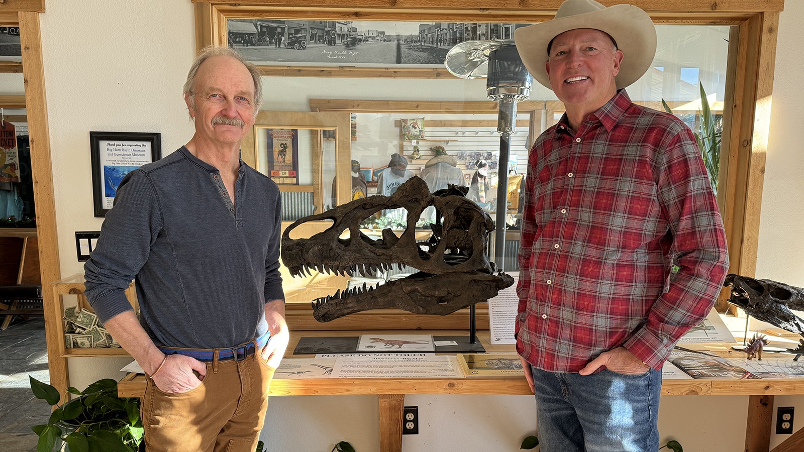 Eric Kvale and Nolan Oneal in the Big Horn Basin Dinosaur and Geoscience Museum. The partnership of the Geoscience Museum and Greybull Museum seeks to build a new building that could become a world-class museum chronicling the paleontological and archaeological history of Greybull.