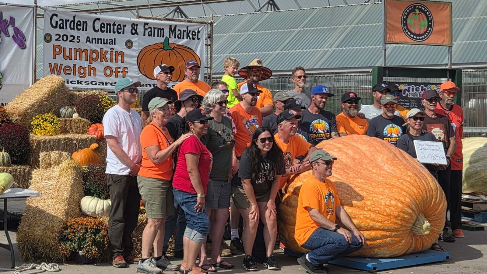 Andy and Amy Corbin of Cheyenne broke their own Wyoming state record over the weekend with a humongous 2,085-pound pumpkin. However, they thought their giant may be in world-record territory, so were “disappointed" their pumpkin had lied to them until it was on the scale.