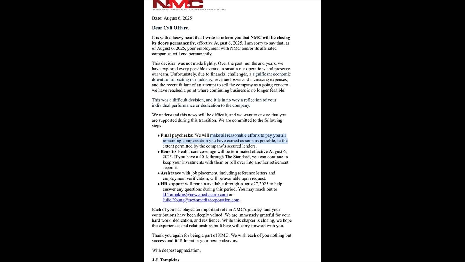 News Media Corp letter 8 6 25