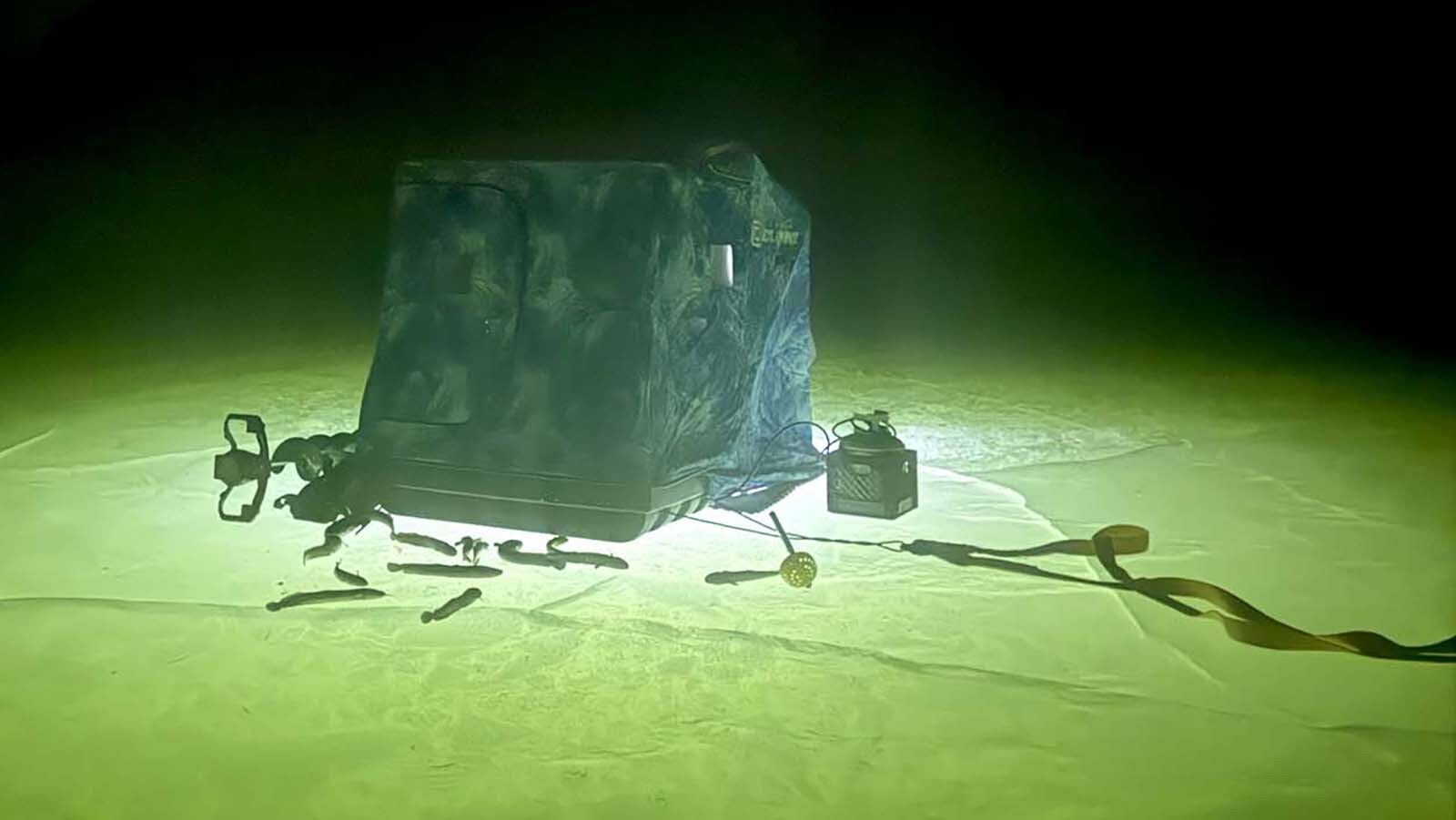 Ice fishing at night can provide an advantage for certain fish species, such as burbot. But it isn’t for the faint of heart because it’s much harder to spot thin ice at night.