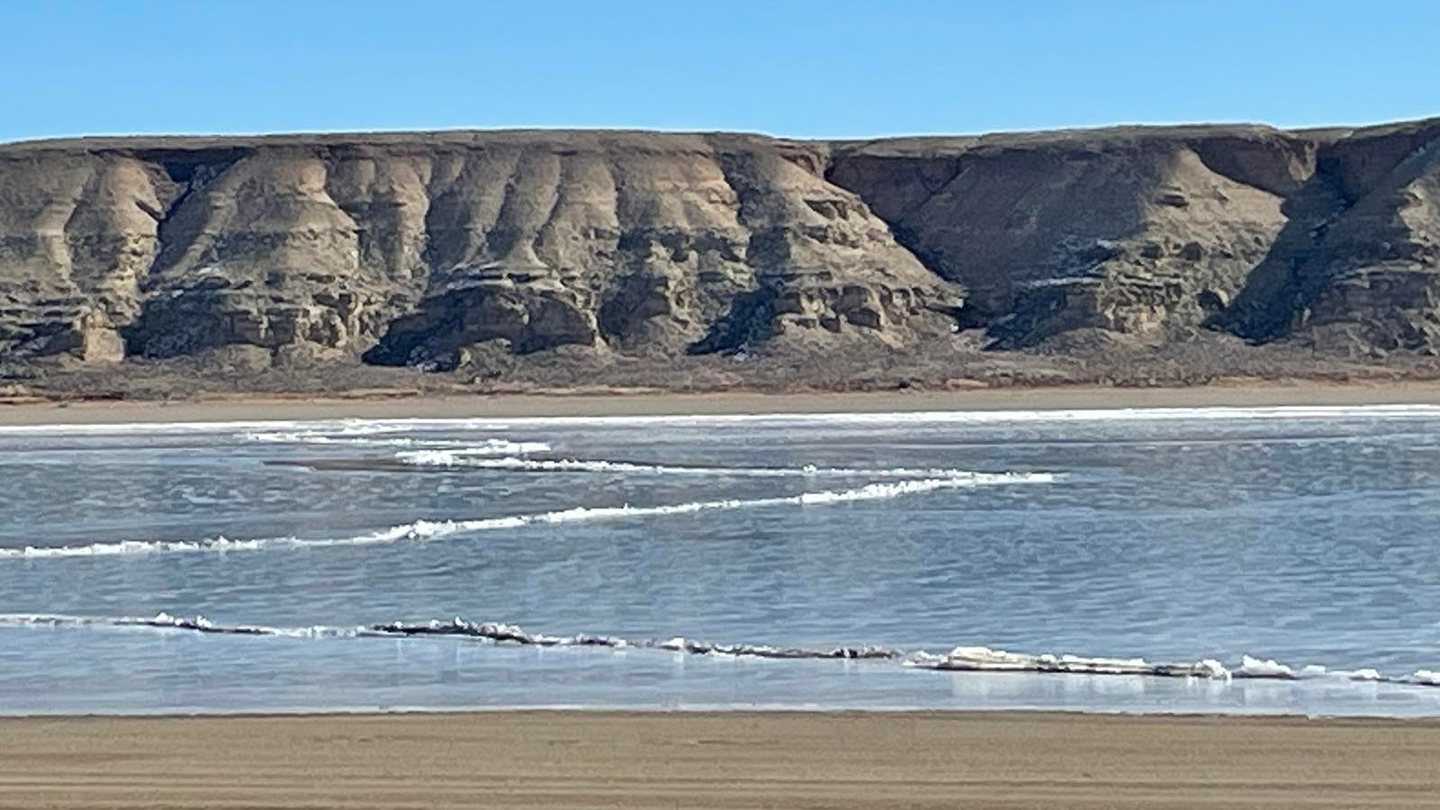 Unusually warm weather this winter created dramatic ice ridges at Fontenelle Reservoir in southwest Wyoming.