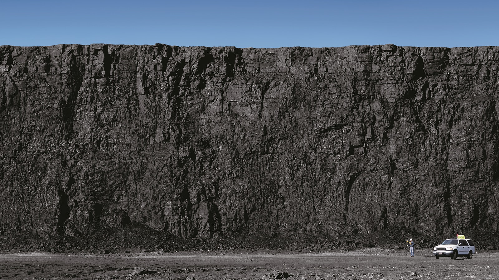 An 80-foot wall of coal at North Antelope Rochelle mine in the Powder River Basin.