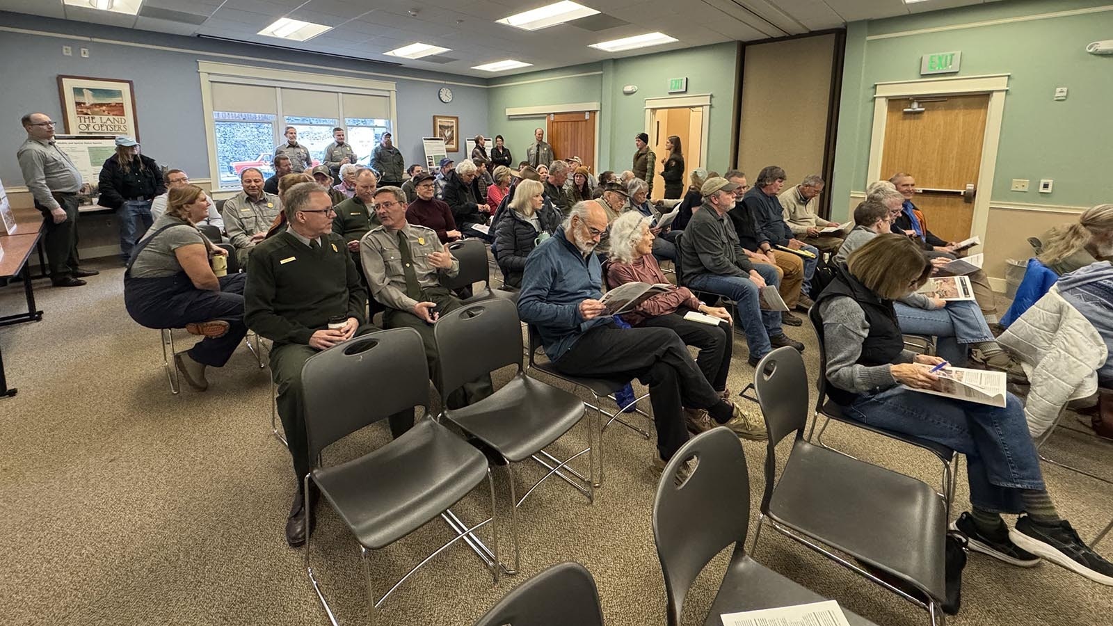 Montana residents gathered at the headquarters of Yellowstone Forever in Gardiner for the public meeting on the permanent North Entrance Road. This community was heavily impacted by the 500-year floods of June 2022, which cut off Yellowstone's second-busiest entrance to tourists and businesses for most of that summer.