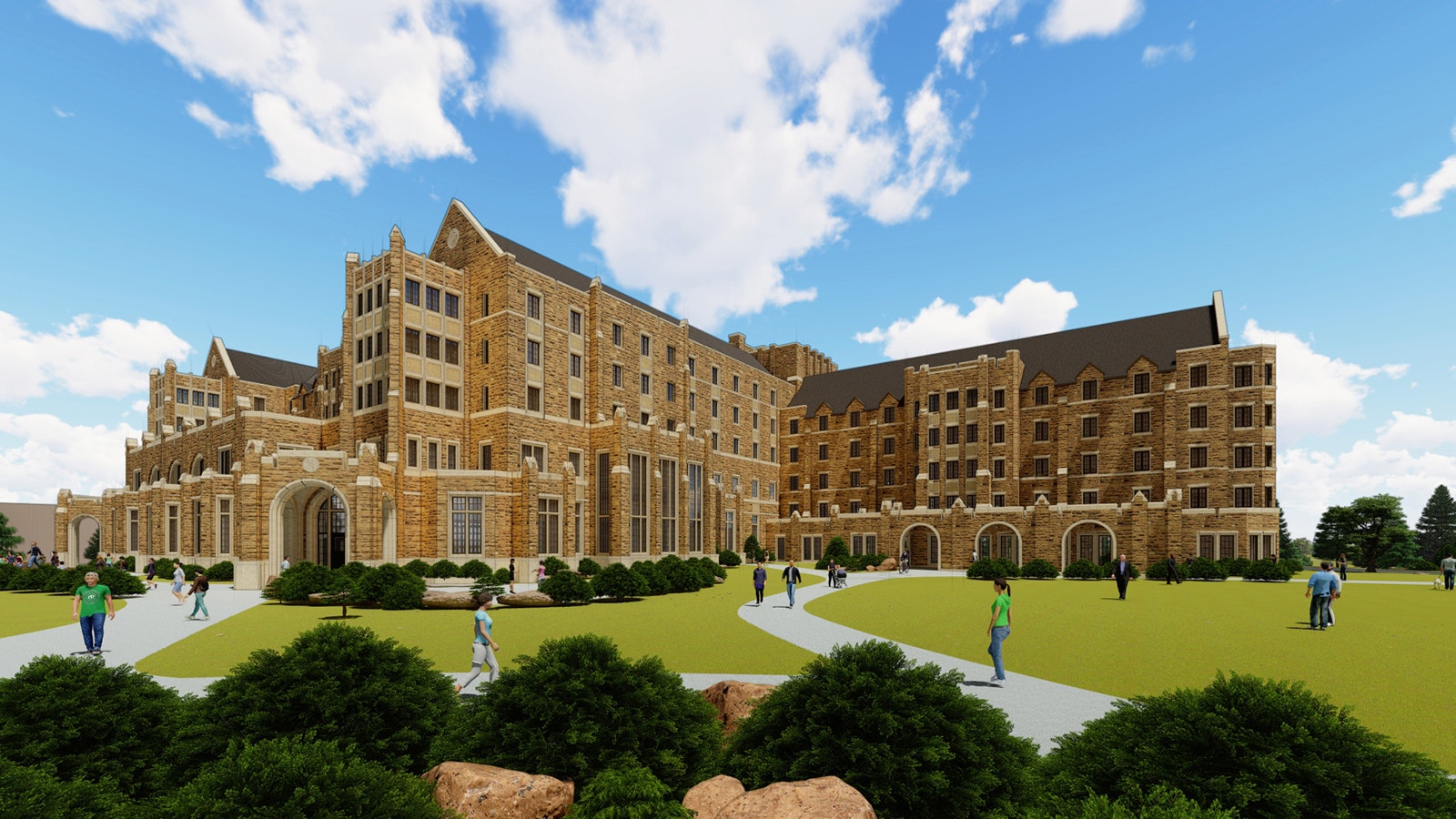 An architectural rendering of the new North Hall residential dormatory on the University of Wyoming campus.