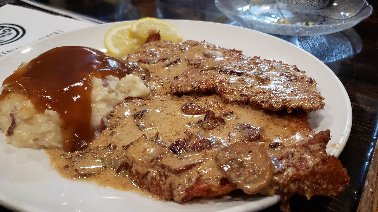 The jagerschnitzel at One Eyed Buffalo is something special. The sauce is mushroom brandy, and the dish was taught to owner Jen Fisher by a German woman.