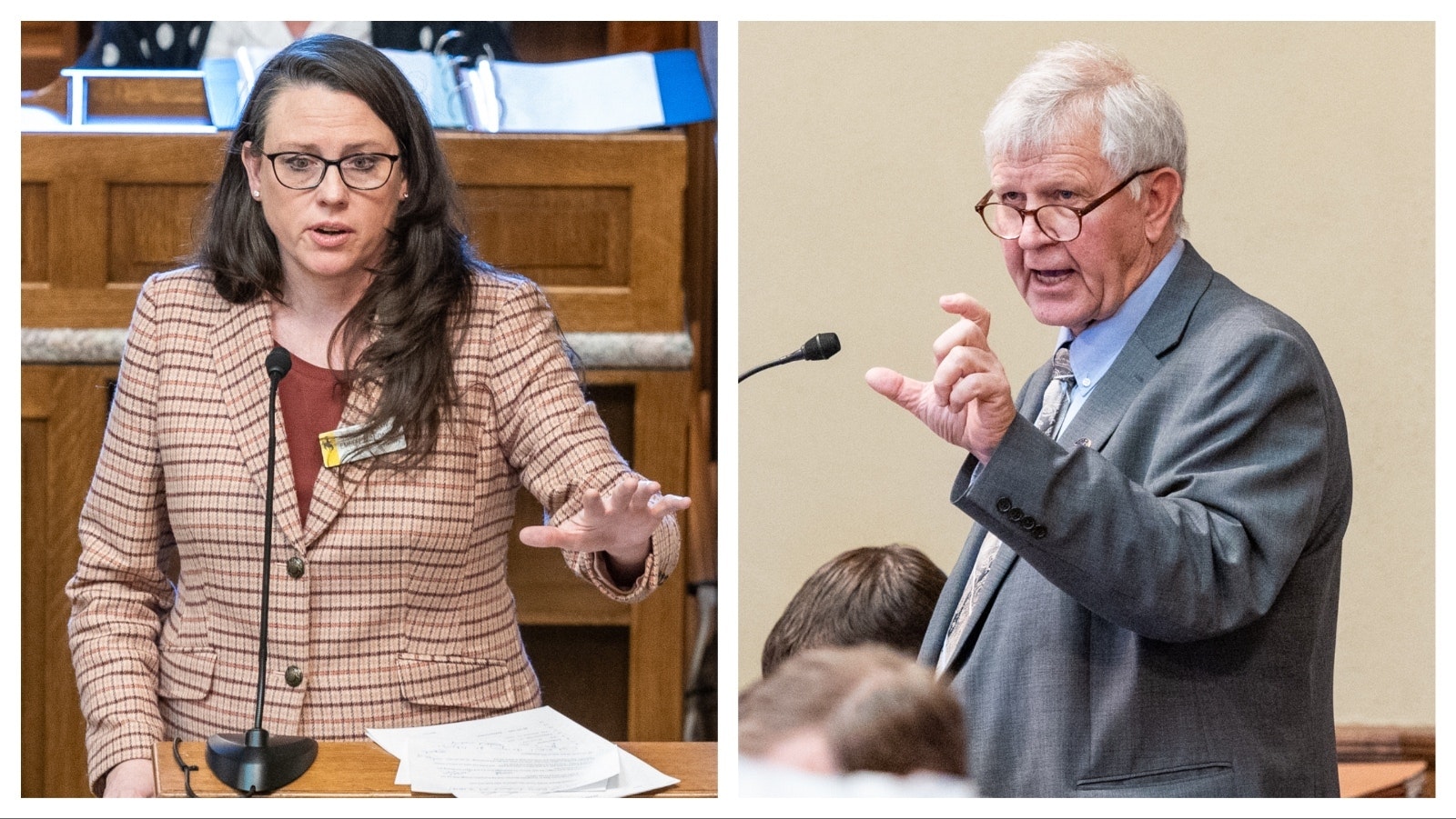 State Reps. Ember Oakley, R-Riverton, left, and Lloyd Larsen, R-Lander.