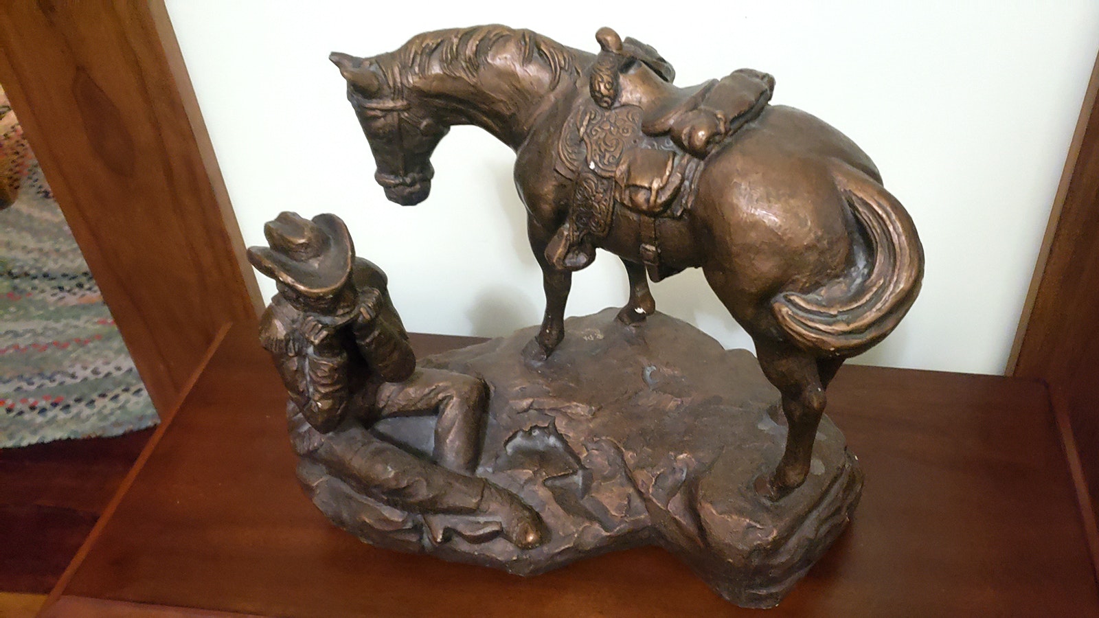 A bronze sculpture in the Nate Champion room.