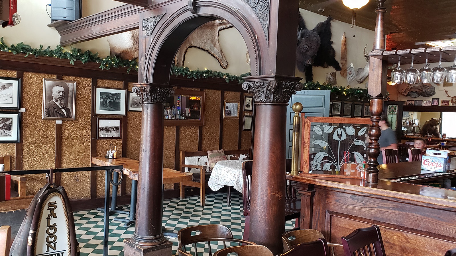 The saloon has most of its original woodwork intact.