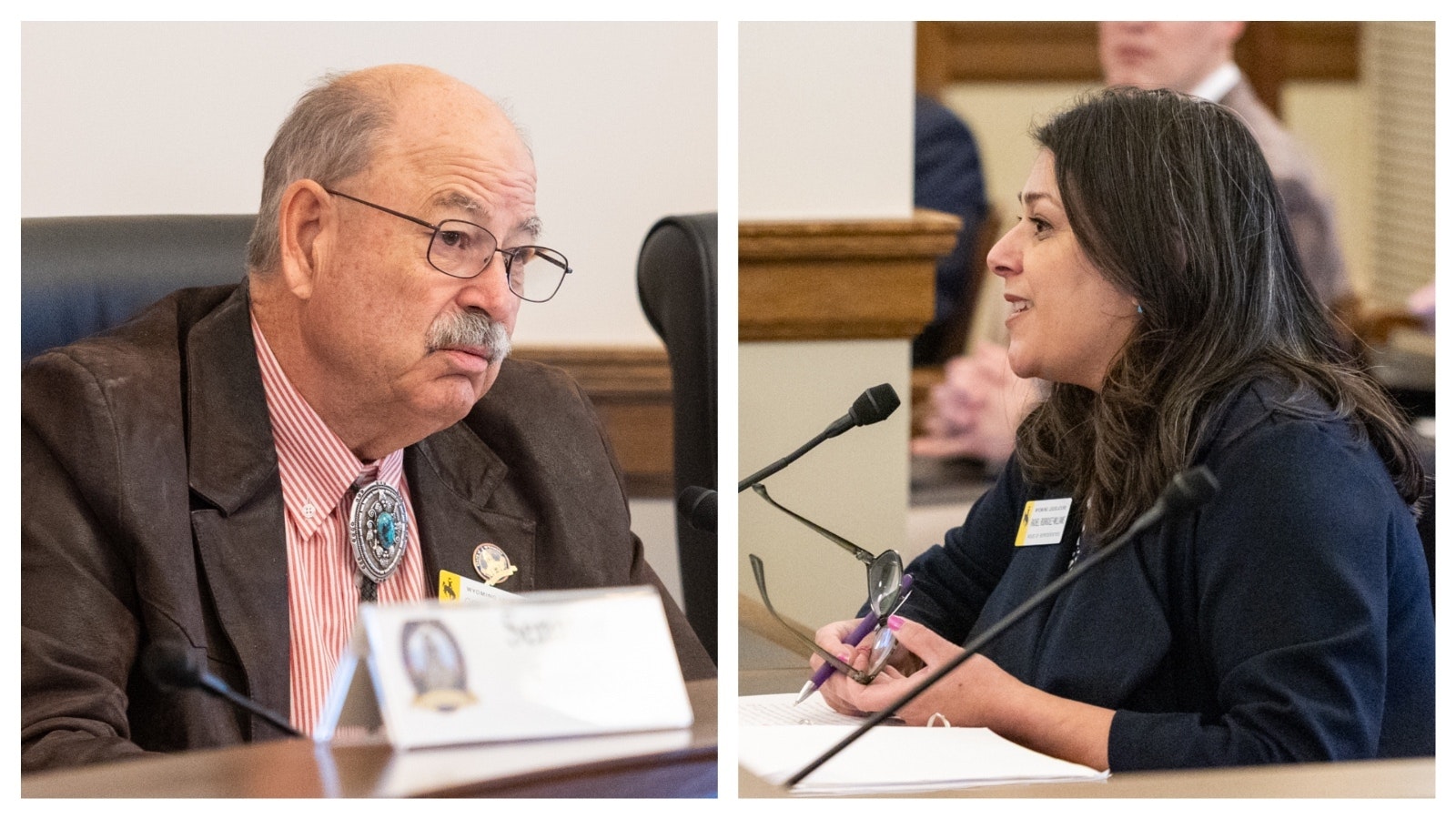 State Sen. Ogden Driskill, R-Devils Tower, left, and Rep. Rachel Rodriguez-Williams, R-Cody.