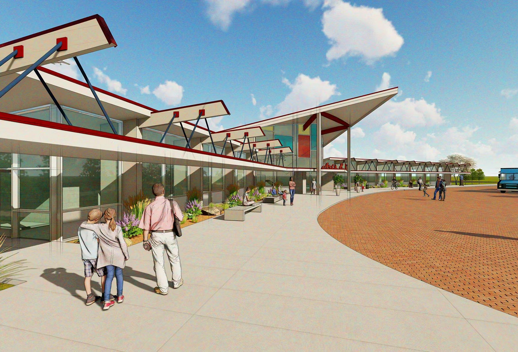 An artist’s rendering of the front of the renovated Cheyenne air terminal.