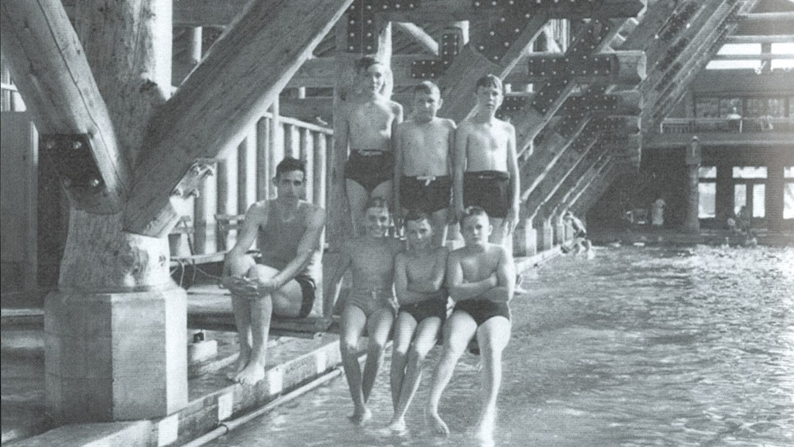 The interior of the Hamilton bathhouse in 1939.