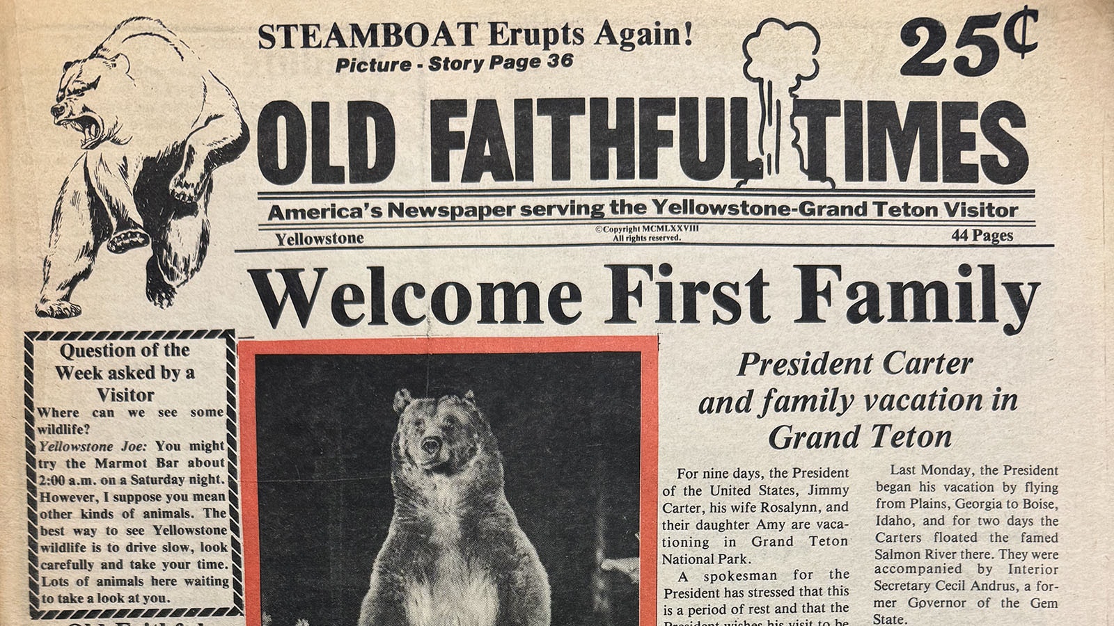 From 1978 and 1982, the Old Faithful Times was available in more than 100 locations across five states.