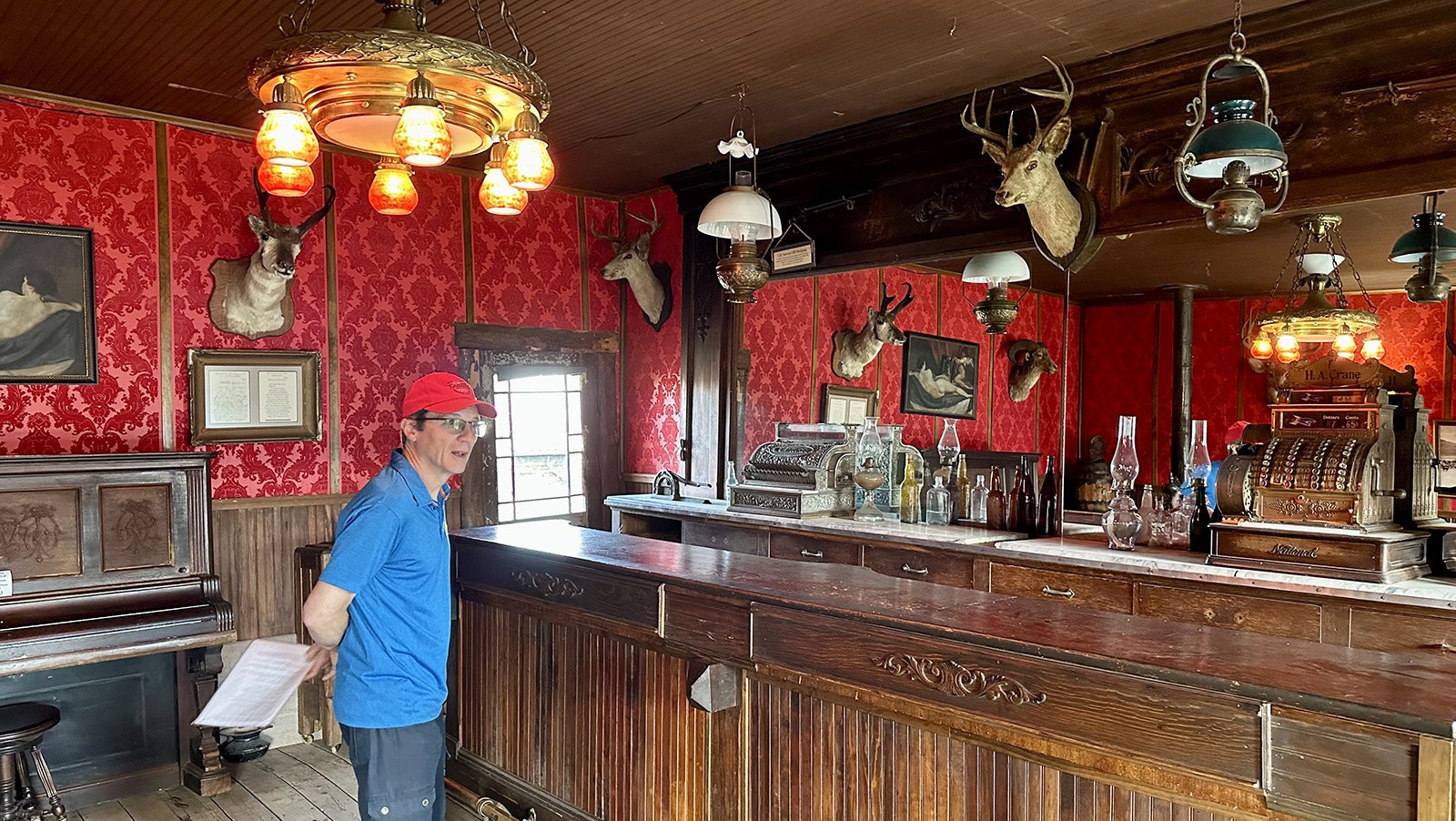 The Rivers Saloon at Old Trail Town, originally located west of Meeteetse at the mouth of the Wood River. The saloon was a favorite spot for Butch Cassidy and is the oldest saloon from the Wyoming Territory in northwest Wyoming.