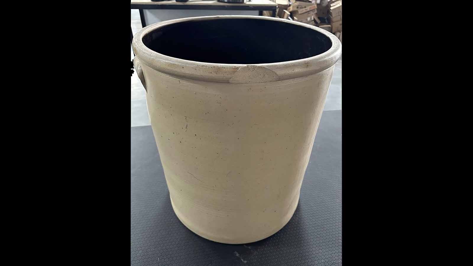 This rare antique crock comes with butterfly art and deep roots in Red Wing, Minnesota, southeast of Minneapolis on the Mississippi River. It sold for $32,000 on Jan. 10, just in time for its owner’s 91st birthday, auctioneer Ken Bramer told Cowboy State Daily. Lois Jurgens said when she heard the selling price, it felt like she was in a dream.