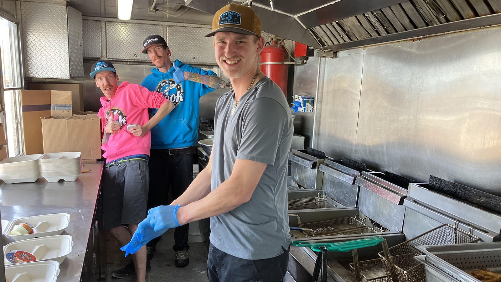 Manning the On the Hook Fish and Chips food truck Tuesday in Casper were, from left, Matt Hall, Mark Hall and Sam Sherrill.