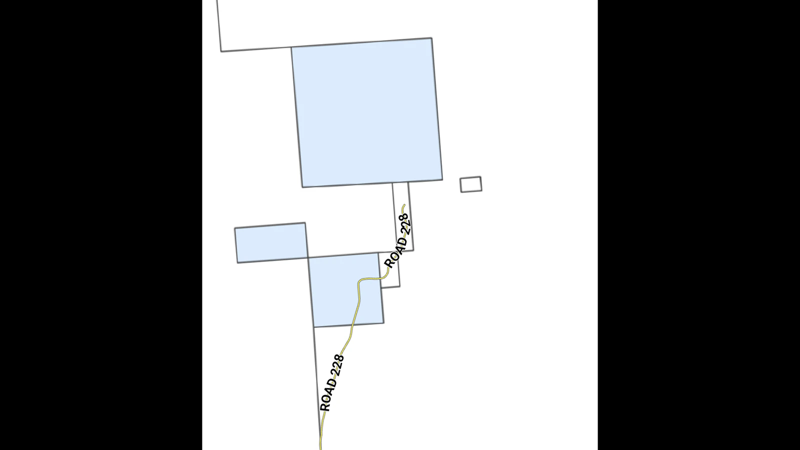 OnX map showing County Road 228 cutting through publicly owned land on the Whitaker Ranch.