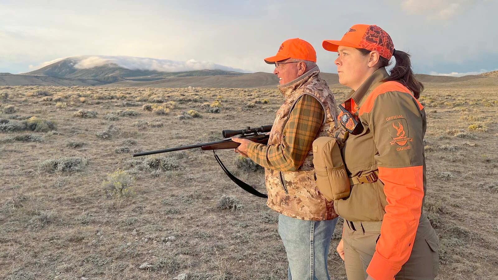 Hunter Craig Ritchey and guide Mollie Dahl look for a pronghorn buck near Jeffrey City during the One Shot Antelope Hunt on Sept. 19, 2026.