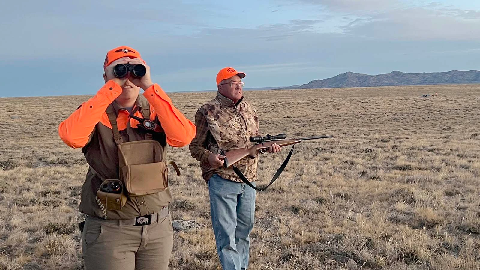 Hunter Craig Ritchey and guide Mollie Dahl look for a pronghorn buck near Jeffrey City during the One Shot Antelope Hunt on Sept. 19, 2026.