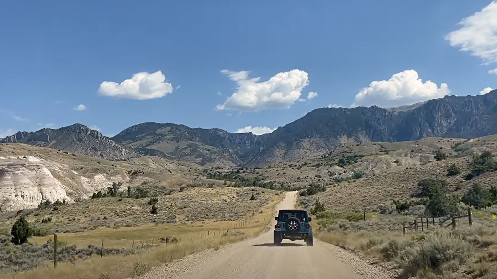 Open road ahead jeeping in Wyoming.