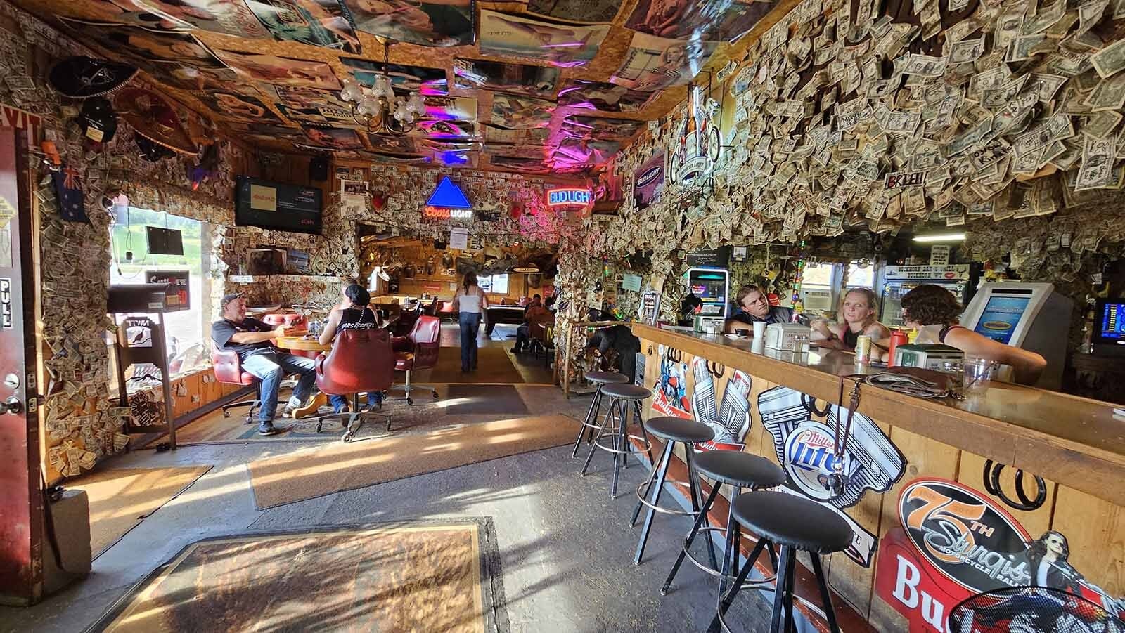 There's still room for more dollar bills at The Buckhorn Bar near South Dakota's border in Buckhorn, Wyoming.
