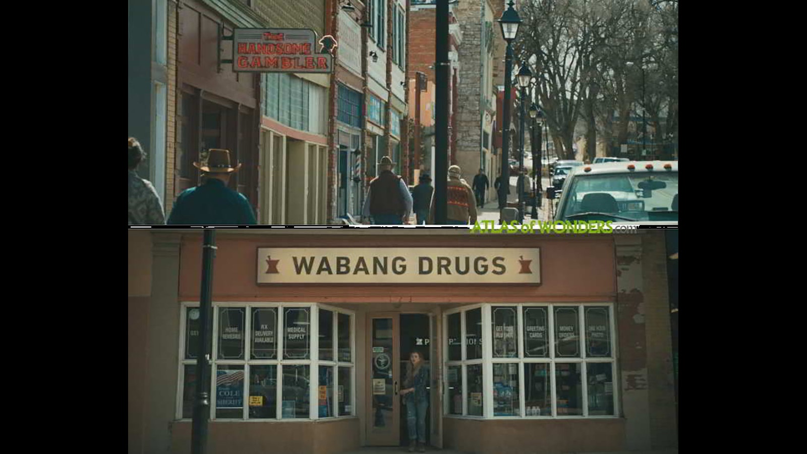 The Handsome Gambler and Wabang Drugs were dressed up locations on Bridge Street in Las Vegas.