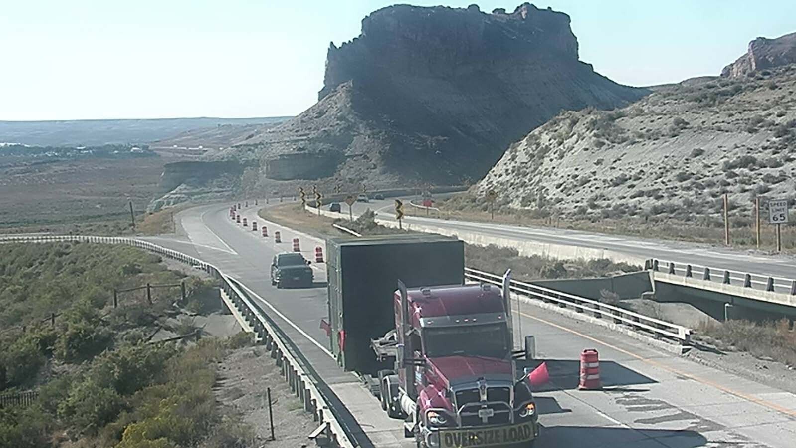 This truck with an oversized load was stopped just before entering the Green River Tunnel on Aug. 31. Eastbound traffic on Interstate 80 had to be shut down while the load was moved.