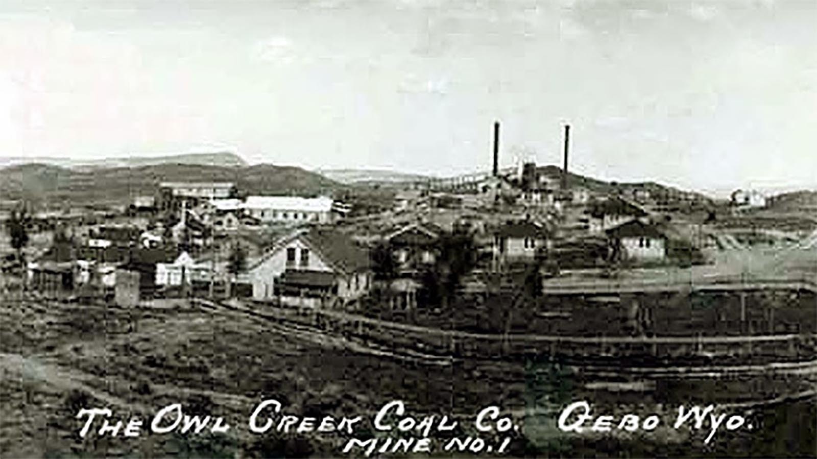 The Owl Creek coal mine during the heyday of the Wyoming town of Gebo.