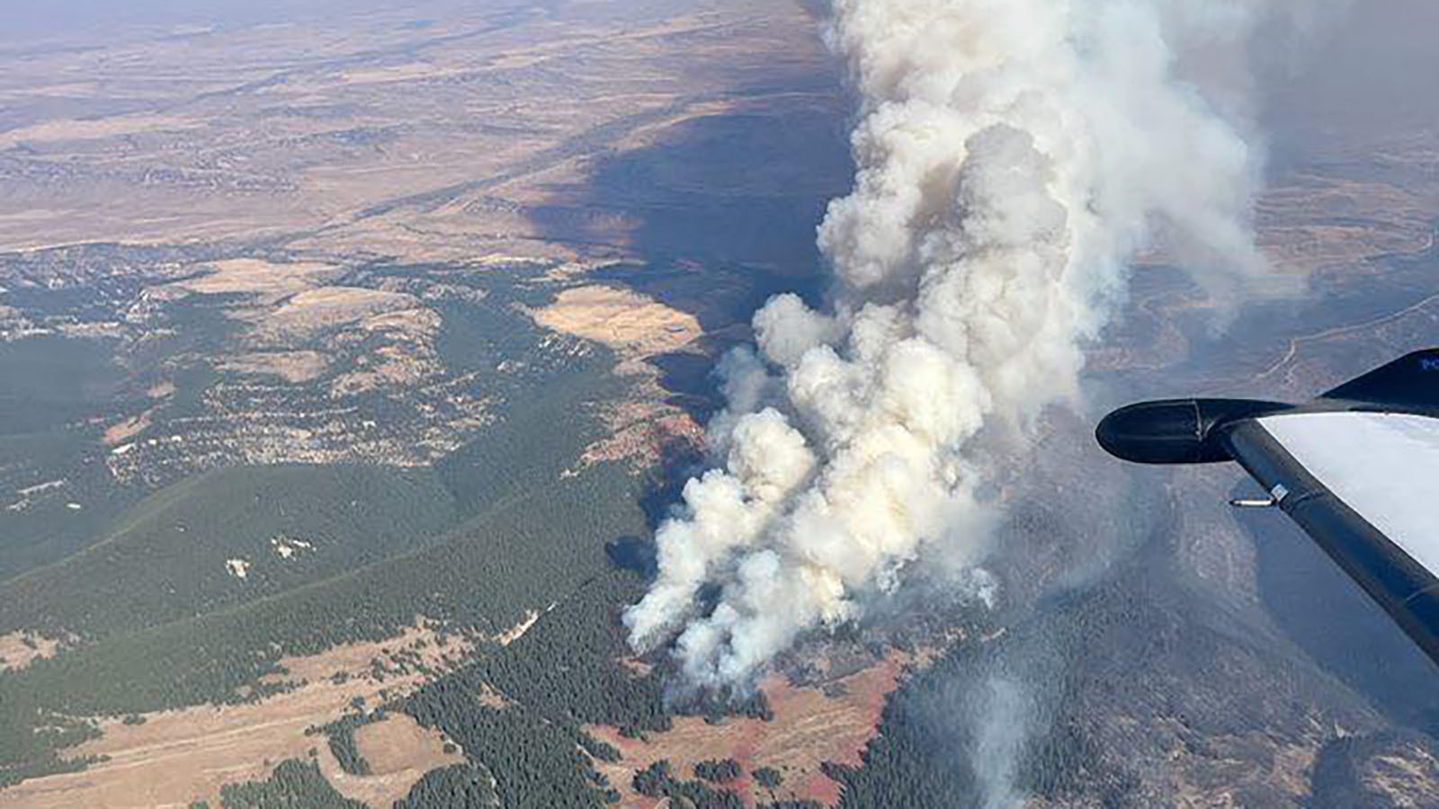 An aerial view of the Pack Trail Fire.