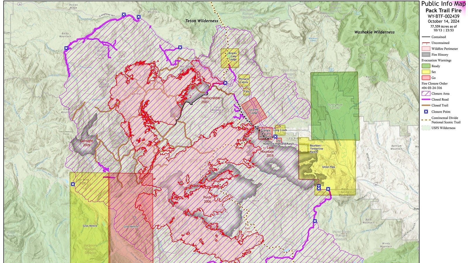 Pack Trail Fire map 10 15 24