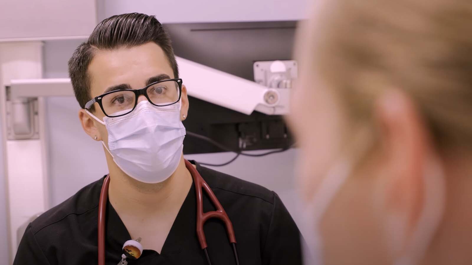 A doctor at Ivinson Memorial talks with a patient. Ivinson is among Wyoming medical facilities that have turned to fractional physicians provide more services to its community.