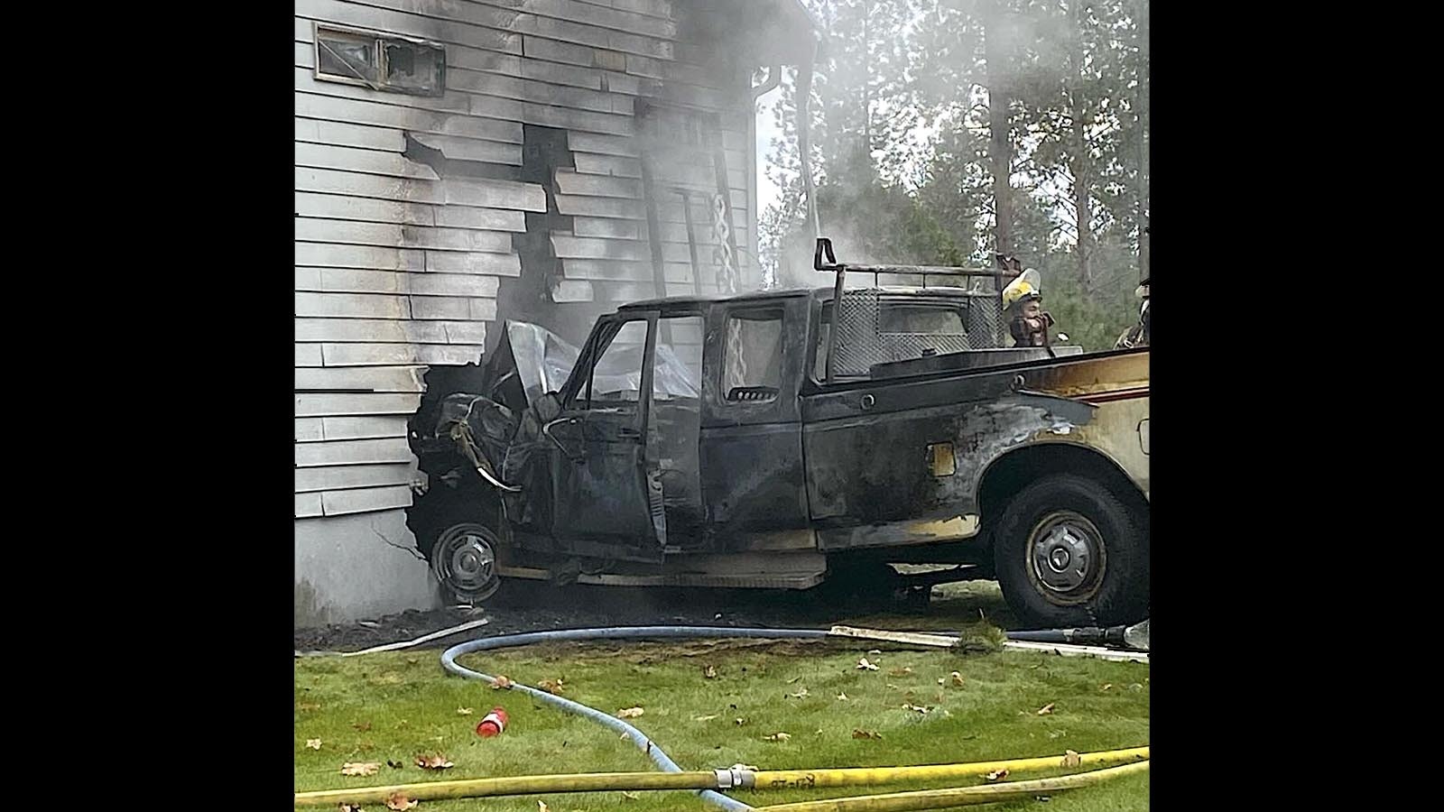 Point of impact: The aftermath of Paul Ailport’s fiery truck assault on his neighbor’s home.