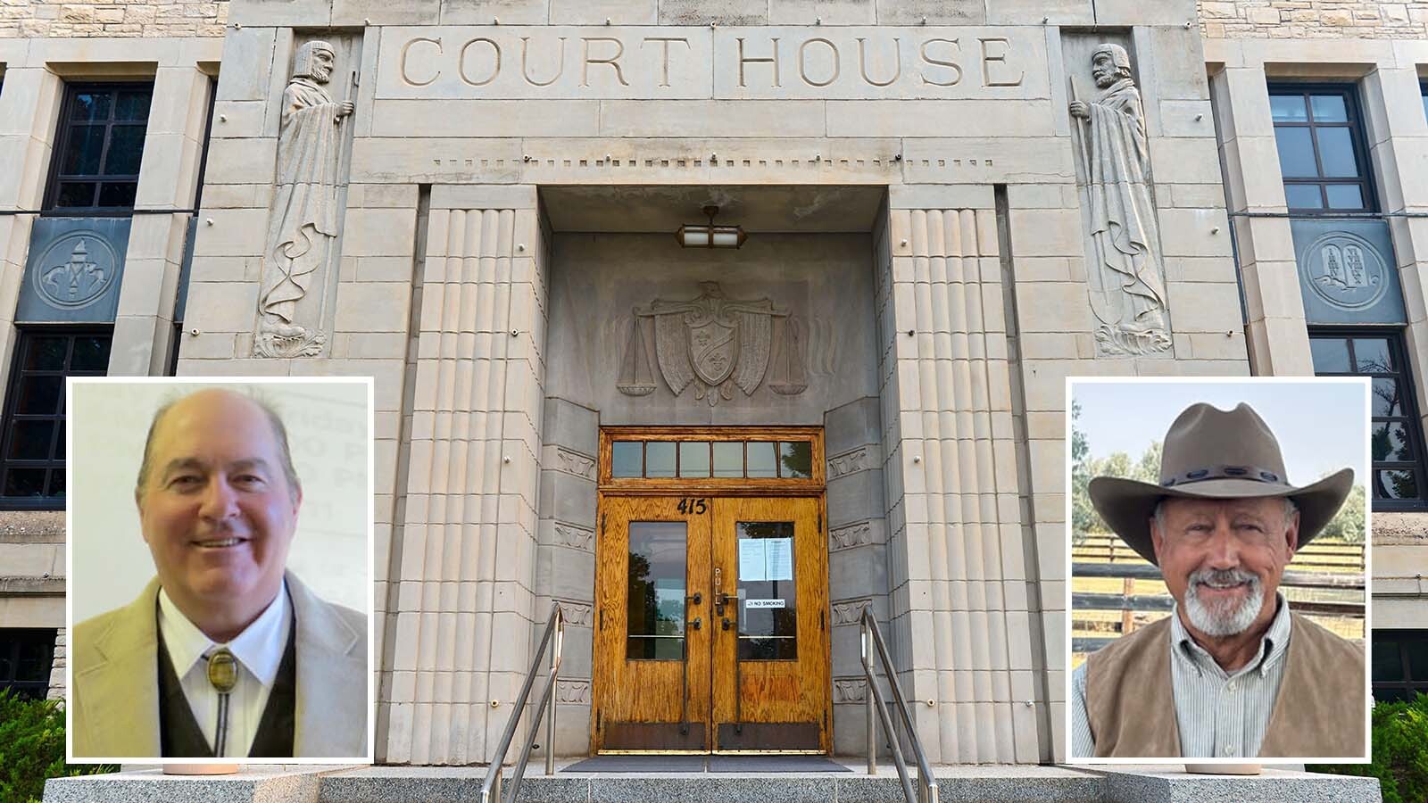 Seven Thermopolis residents have asked Gov. Mark Gordon to remove two Hot Springs County commissioners — Paul Galovich, left, and Bob Aguiar — accused of misconduct over a disputed campground permit. The governor is investigating as tensions over the local Tipi Retreat saga continue.