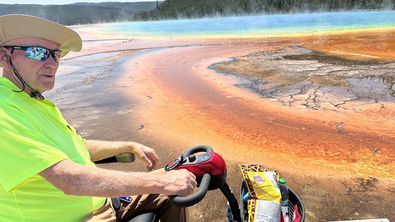 Paul Terry takes in Grand Prismatic Spring in Yellowstone National Park, one of the park's most popular and colorful attractions.