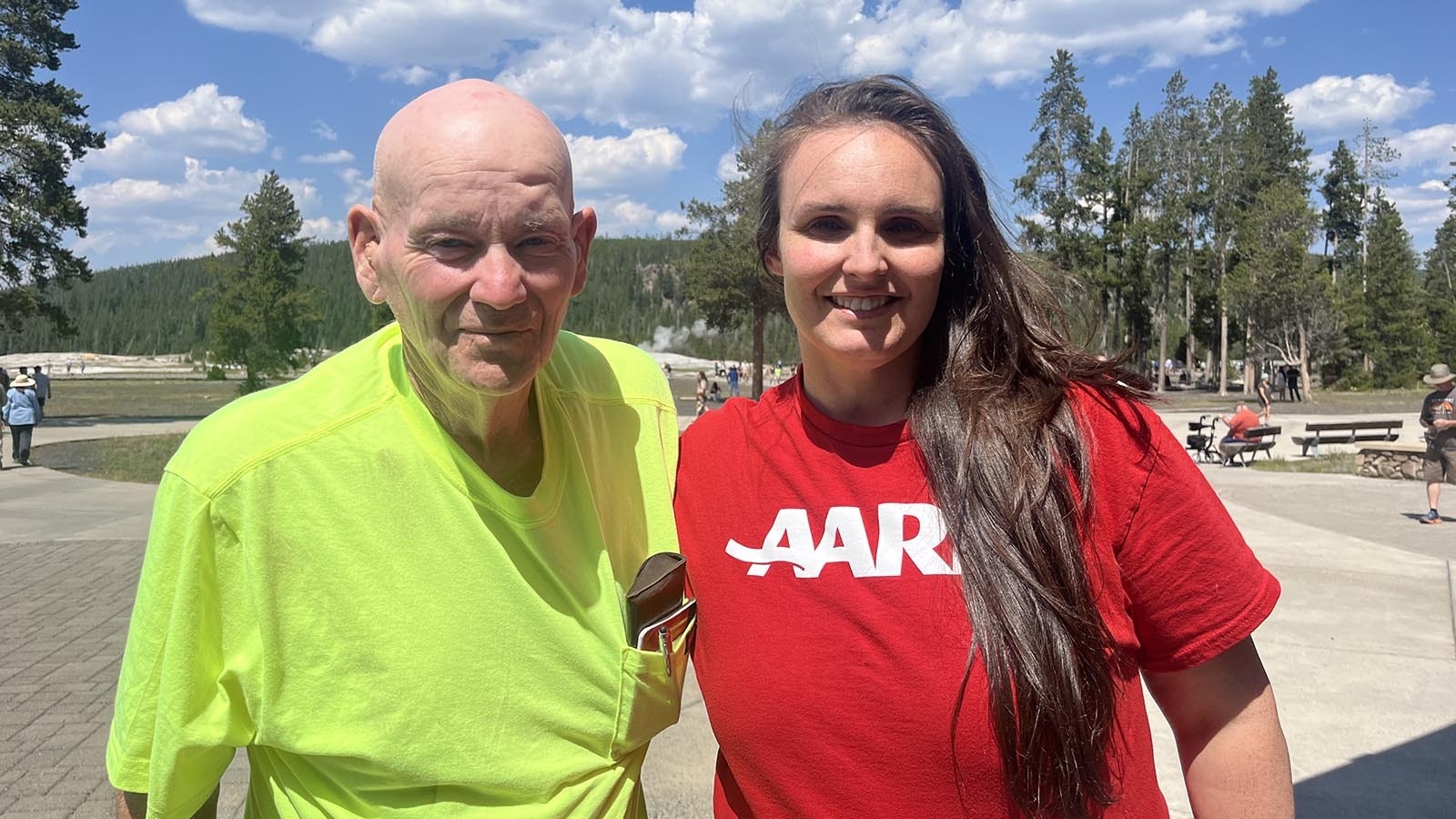 Paul Terry and Jennifer Baier enjoy Yellowstone as part of AARP’s Wish of a Lifetime grant.