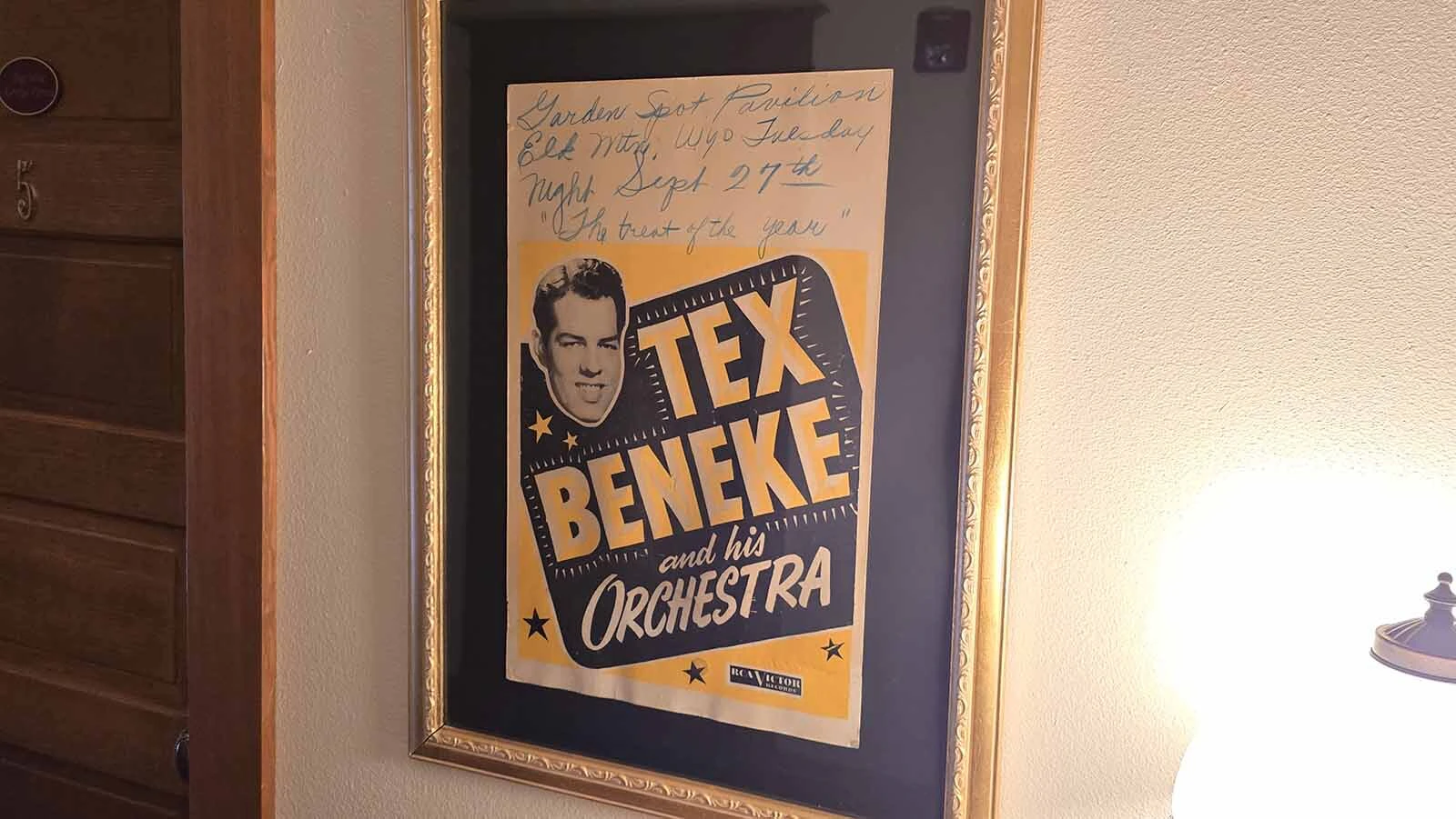 Elk Mountain was once a multi-state entertainment mecca, where world-famous musicians played to raucous crowds on a legendary bouncing floor at a place called Garden Spot Pavilion. This poster, hanging up in the Elk Mountain Hotel, is one of the musicians who played there during the big band era.