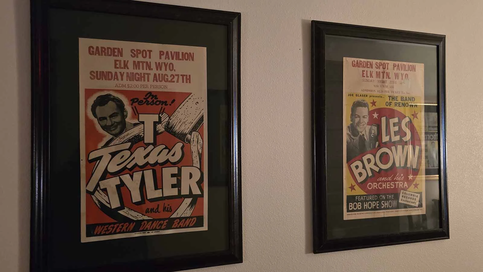 Elk Mountain was once a multi-state entertainment mecca, where world-famous musicians played to raucous crowds on a legendary bouncing floor at a place called Garden Spot Pavilion. These posters, hanging up in the Elk Mountain Hotel, are among the musicians who played there during the big band era.