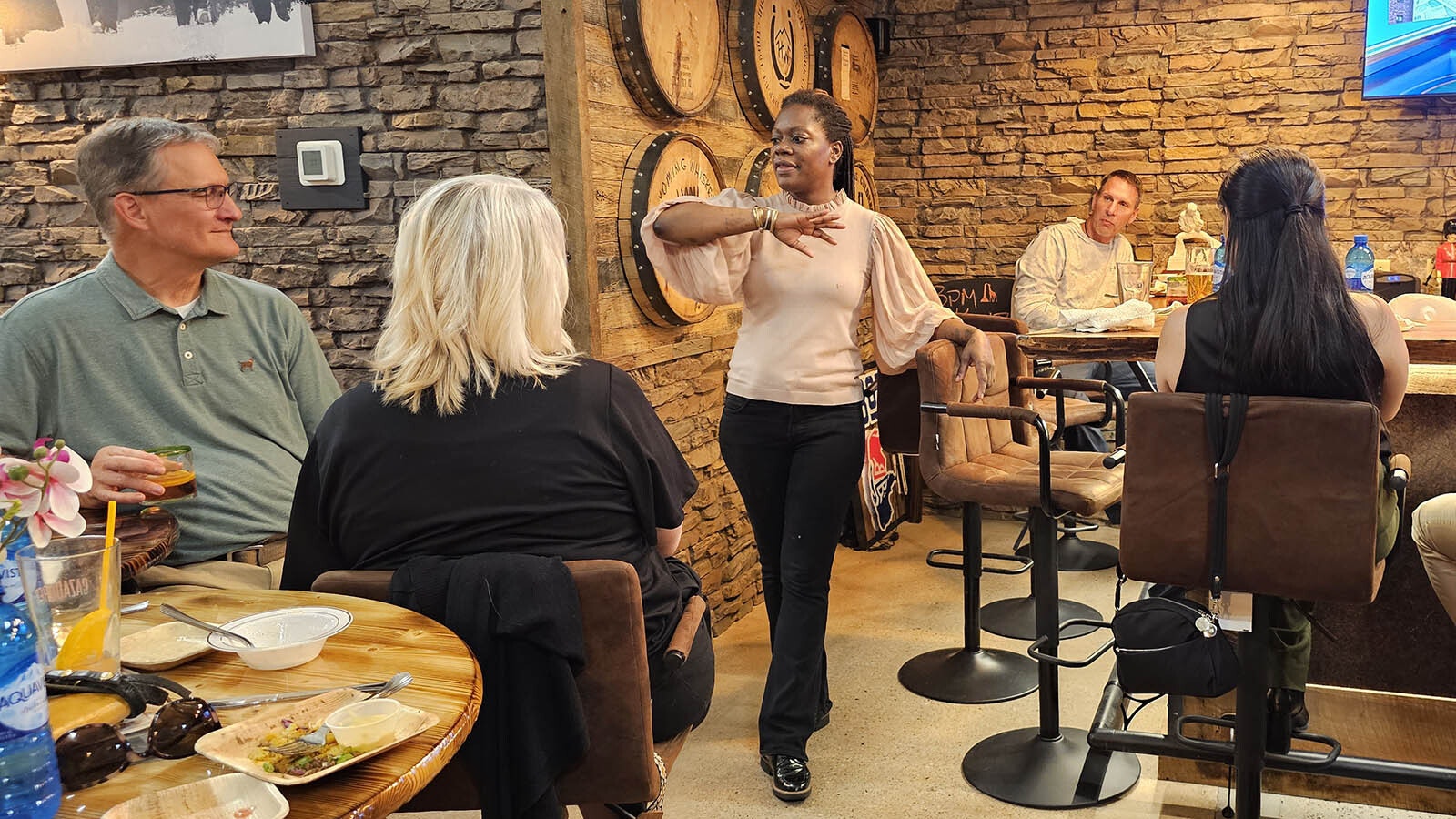 Chef Petrina Peart talks about her journey on the "Yes Chef!" reality cooking series which featured Chef Jose Andres and Martha Stewart, during a Monday night watch party at Brownie's Tasting Bar in Cheyenne.