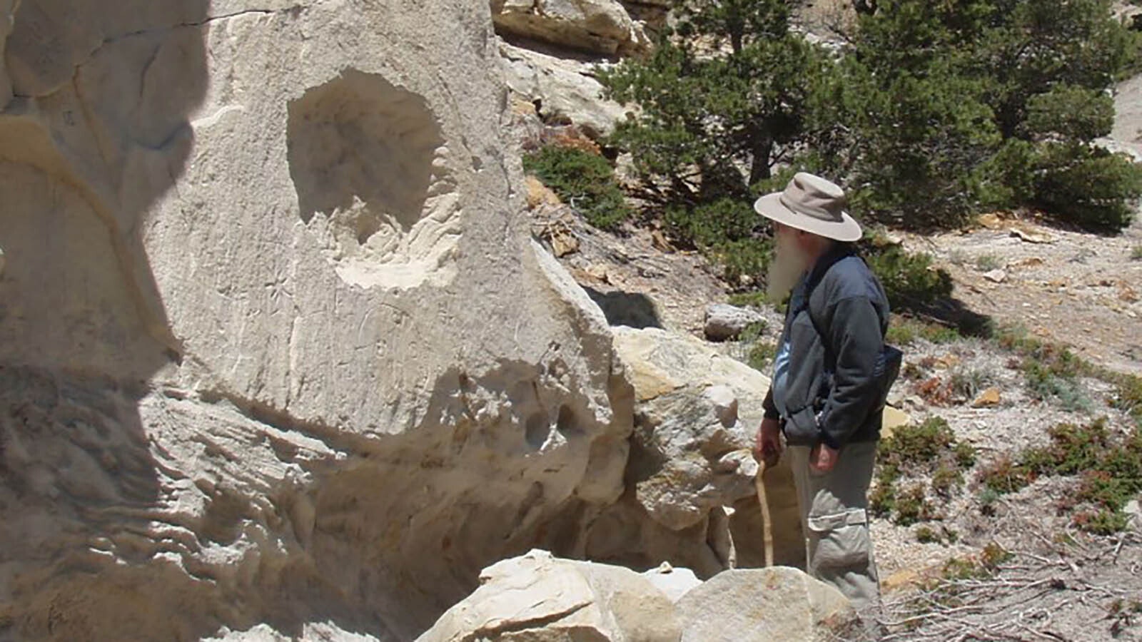 The Great Turtle Shield petroglyph that was carved out of the rock face at the Castle Gardens Petroglyph Site in Fremont County in 1940. It was surprisingly and mysteriously donated to the Wyoming State Museum a year later.