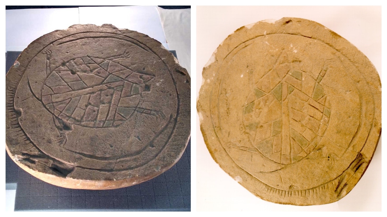 The Great Turtle Shield petroglyph that was carved out of the rock face at the Castle Gardens Petroglyph Site in Fremont County in 1940. It was surprisingly and mysteriously donated to the Wyoming State Museum a year later.