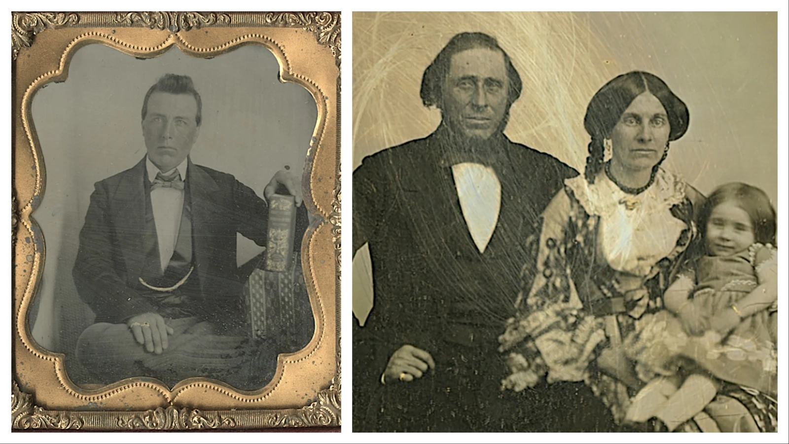 Left, Andrew Sublette is believed to have been killed by a grizzly bear in California. Right, Solomon Sublette, Frances and their daughter.