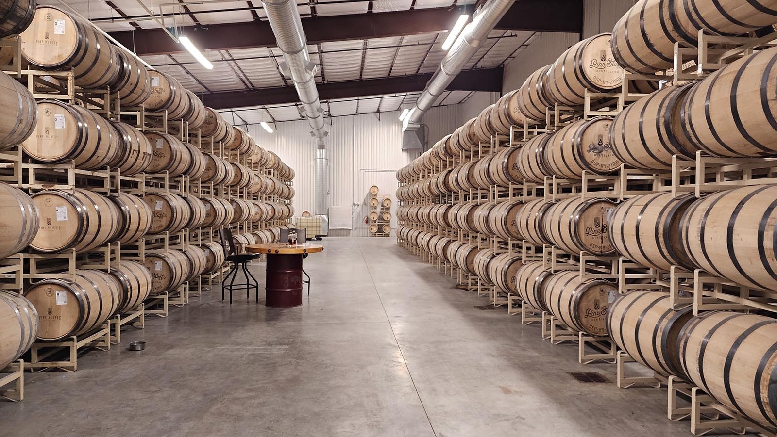 Pine Bluffs Distillery has 1,300 barrels of whiskey and bourbon slowing aging in oak barrels that have been charred with fire. Evaporation over the four-year aging period will take some of that whiskey to the heavens. That's known as the angel's share.