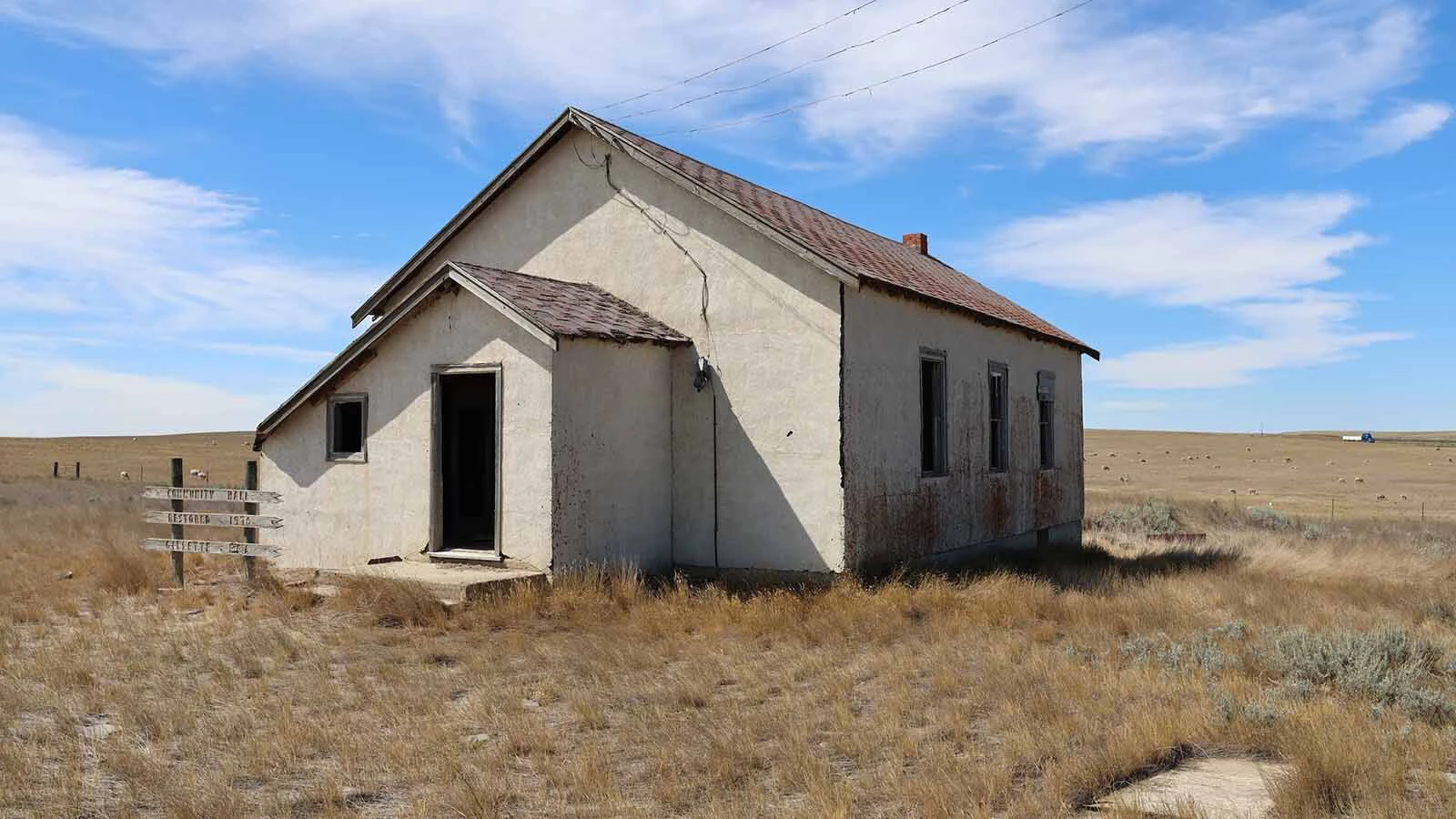 The Pine Tree Community Hall was built in the late 1930s with contributions from area ranchers and fundraisers from a ladies' club. 